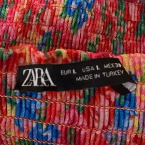 Zara Multicolor Floral Puff Sleeve Smocked Square Neck Mini Fit & Flare Dress L thumbnail 4