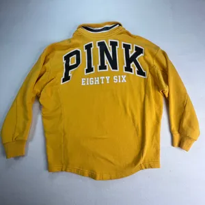 VTG PINK Victoria's Secret Yellow Quarter Zip Pullover Sweatshirt‎ Eighty Six XS thumbnail 5