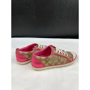 Coach Women's Metallic Pink /Tan Canvas Sneakers/ Shoes Size 7B SKU 4246 thumbnail 4