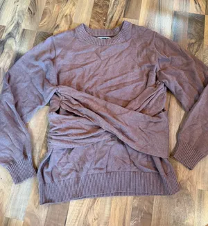 KBB by Kahlana‎ Wrap Front Sweater Womens Large Mauve Brown Excellent Knit Top thumbnail 1