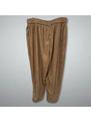 Women's Brown Corduroy Pants Elastic Waist, Size L thumbnail 6