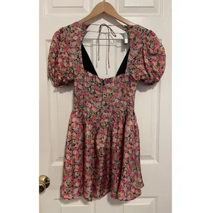 For Love & Lemons Paulina Mini Dress ASO Ariel Winter Pink Floral Puff Sleeve XS thumbnail 4