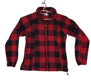 Columbia Jacket Womens M Benton Springs Full-Zip Fleece Red‎ Black Lumberjack thumbnail 1