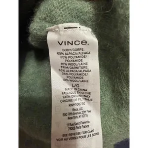 Vince Sage Green Alpaca Wool Blend Polo‎ Collar V-Neck Sweater Large thumbnail 4