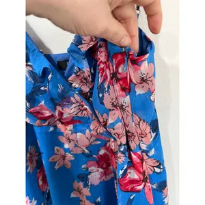 Lulus‎ Tropical Skies Blue Floral Maxi Dress Wedding Guest Side Slit Size L thumbnail 4
