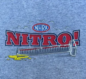Vintage 90s NHRA Nothing Like The Smell Of Nitro Grey Graphic T-shirt thumbnail 4