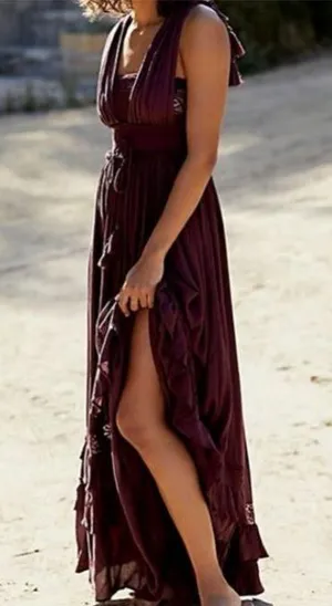 Free People Santa Maria Plum Maxi Dress medium thumbnail 2
