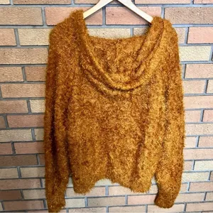Free People Light As a Feather Fuzzy Eyelash Hoodie Cozy Copper Oversized M thumbnail 7