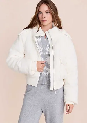 Lou & Grey Hooded Sherpa Puffer Jacket Large NWT thumbnail 1
