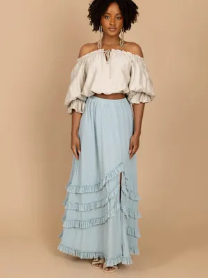 Joyfolie Gorgeous Ice Blue Maxi Skirt NWT XXL thumbnail 2