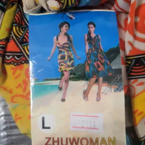 Source Unknown Strapless Boho Print Summer Dress Women’s Size Large Orange Multi thumbnail 7