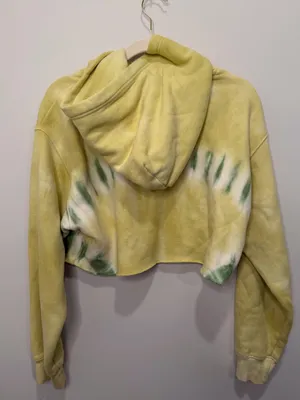 TNA Aritzia Tie Dye Cropped Hoodie Green Yellow Size Medium‎ thumbnail 5