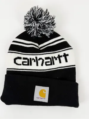 carhartt black white knit Pom Pom beanie thumbnail 1