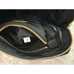 Prada black gold triangle nylon pouch toiletry cosmetic‎ case bag thumbnail 13