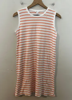Lake Pajama Pima Cotton Nightgown Green Orange Stripe Sleepshirt Sleepwear thumbnail 1