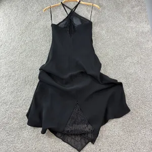 Jones New York Dress Halter Gown Womens 6 Black Formal Dress Sheer Beaded Hem‎ thumbnail 11