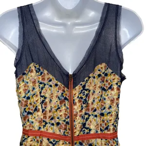 URBAN OUTFITTERS STARING AT STARS‎ Print V-Neck Mesh Trim Sleeveless Dress EUC 4 thumbnail 8
