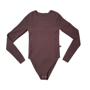 Lululemon Ribbed Long Sleeve Bodysuit Women XS/S Brown Good Espresso Scoop Neck‎ thumbnail 1