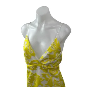 Anthropologie Maeve Yellow Paisley Lace Embroidered Cami Mini Sheath Dress Sz 0 thumbnail 2