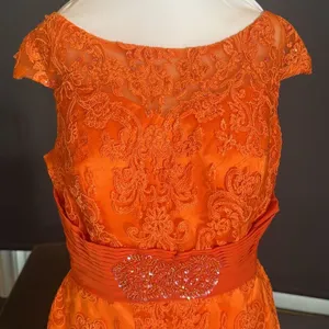 Women’s Orange Tea Length Formal Mother of the Bride Dress Corset Back Size 14 thumbnail 2