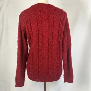 Jennifer Moore Red Knit Cardigan Sweater Pearl Button Front Womens‎ Medium thumbnail 4
