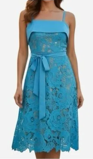 Dahlia MacPhee Blue Midi Cocktail Dress Small NWT thumbnail 1