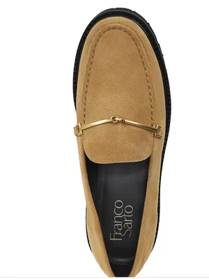 NEW Franco Sarto Women's Senna Round Toe Lug Sole Loafers Biscotti Brown Suede thumbnail 4