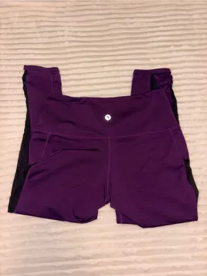 POPFLEX Active Purple workout Leggings with Lacelike Ankle Detail Size 6 thumbnail 2