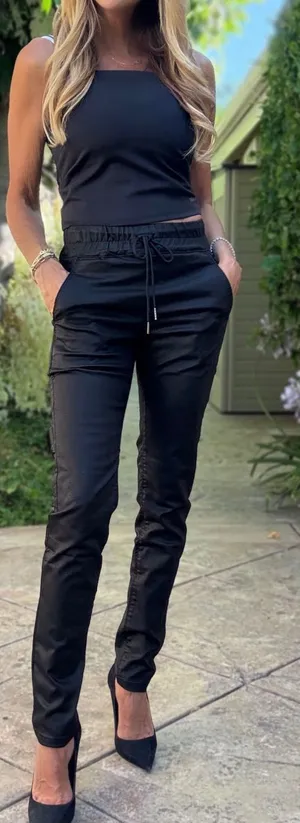 BEVY FLOG Shely Black Original Pants Size 29 | Drawstring Jogger Stretch thumbnail 1