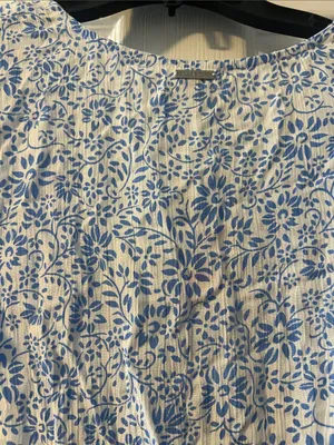 Urban Outfitters White and Blue Floral V-Neck Mini Dress thumbnail 4