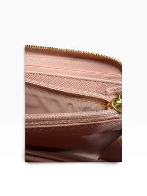 Coach Blush Pink Gold Heart Print Zip Around Continental Wallet thumbnail 8