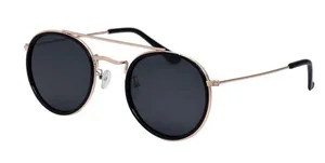 I-SEA Polarized Round Sunglasses - All Aboard Black Lens Gold Metal Frame thumbnail 1