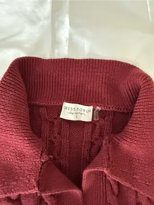 burgundy cable-knit polo sweater by Dress Forum thumbnail 2