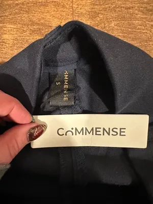 COMMENSE NWT Dark Navy Pleated Wide Leg Trousers Pants Size S thumbnail 4