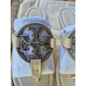 Tory Burch Leather Miller Pave Sandal In Cream Size 5 thumbnail 7