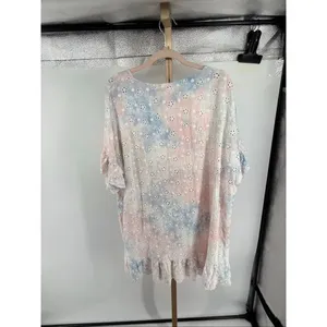 Surf Gypsy Eyelet Tie Dye Tassel Beach Dress Ruffle Flutter Sleeve M thumbnail 11