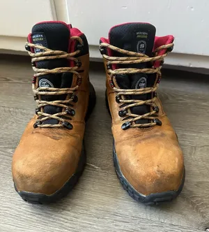 Skechers Brown Work Boots with Black and Red Accents thumbnail 1