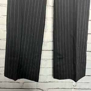 Ann Taylor Y2K Black Wide Leg Pinstripe Retro Pants Baggy SZ 4 High Rise Casual thumbnail 4