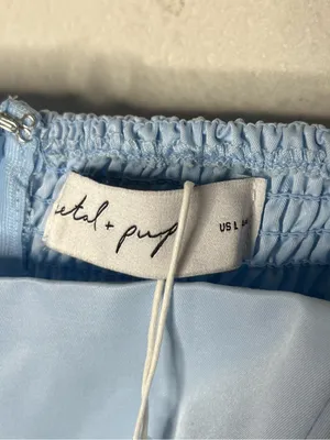 NEW Petal + Pup Fern Puff Sleeve Off Shoulder Mini Dress in Icy Blue thumbnail 8