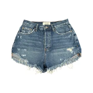 Free People We the Free Size 28 Jean Shorts Denim Ripped Button Fly #AA5-5‎ thumbnail 6