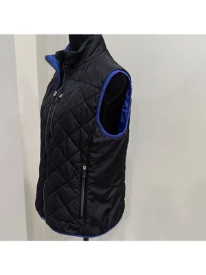 Lands end women’s medium black with blue trim puffer vest size M thumbnail 2