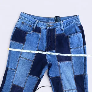 Y2K 2000s Denim Patchwork Boho Indie Mid Rise Wide Flare Bootcut Bell Bottom Jeans #Grunge #Western #Granola #Punk #Skater #Festival #Cottagecore thumbnail 6
