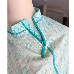 Cabana Life Women Rash Guard Long Sleeve Teal Geometric Quarter Zip Swim Top Med thumbnail 7