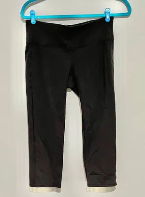 Black Cropped Workout Leggings Sporty Pants thumbnail 2