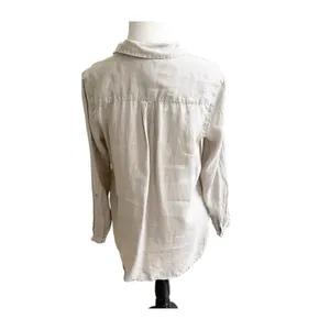 JNY Jones New York Women’s Linen Button Down Shirt Tan Sz Medium Beach Coastal thumbnail 7