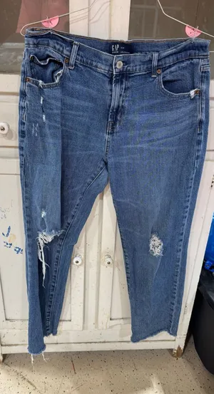 GAP girlfriend Distressed Women's Jeans - Blue thumbnail 1