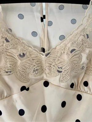 Camila Coelho Polka Dot Lace Butterfly Maxi Dress Cream and Black size Small S thumbnail 4