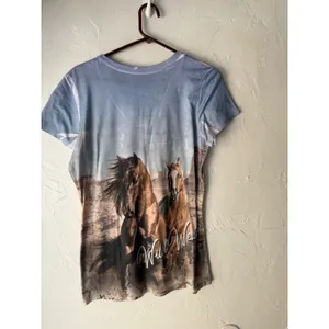 Big Bang USA Wild West Horses Rhinestone V Neck Western Women's‎ Size Medium thumbnail 6