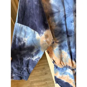 Umgee Blue Peach Tie Dye Romper Womens Large 3/4 Sleeve Keyhole Back NWT thumbnail 5