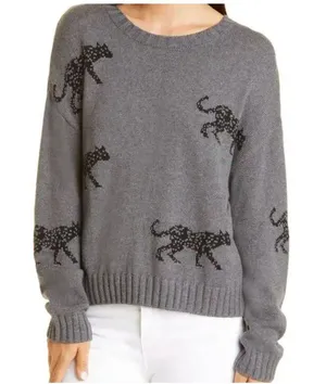Rails Perci Intarsia Cat Cotton & Cashmere Sweater Size S thumbnail 1